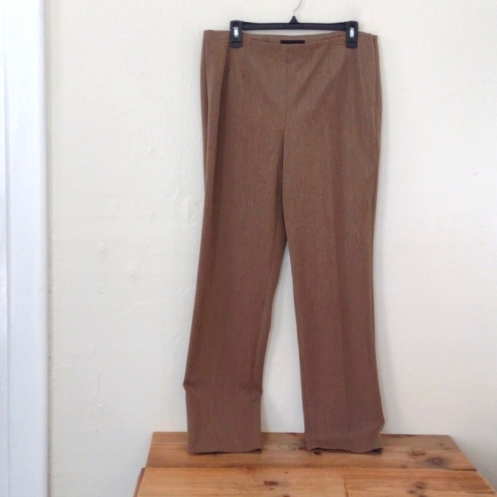 Talbots Tan Side Zip High Waisted Slim Leg Trousers Size 10